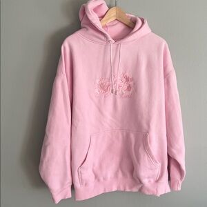 Women’s Pink Hoodie with Floral Maui Hawaii Embroidery Size 2XL